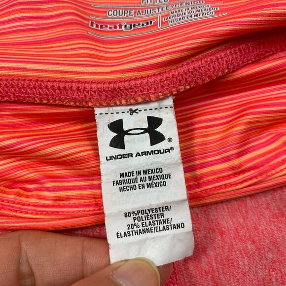 Under Armour Mid Rise Shorts Pink Orange HeatGear Shorty Compression Tight XS - Picture 8 of 10